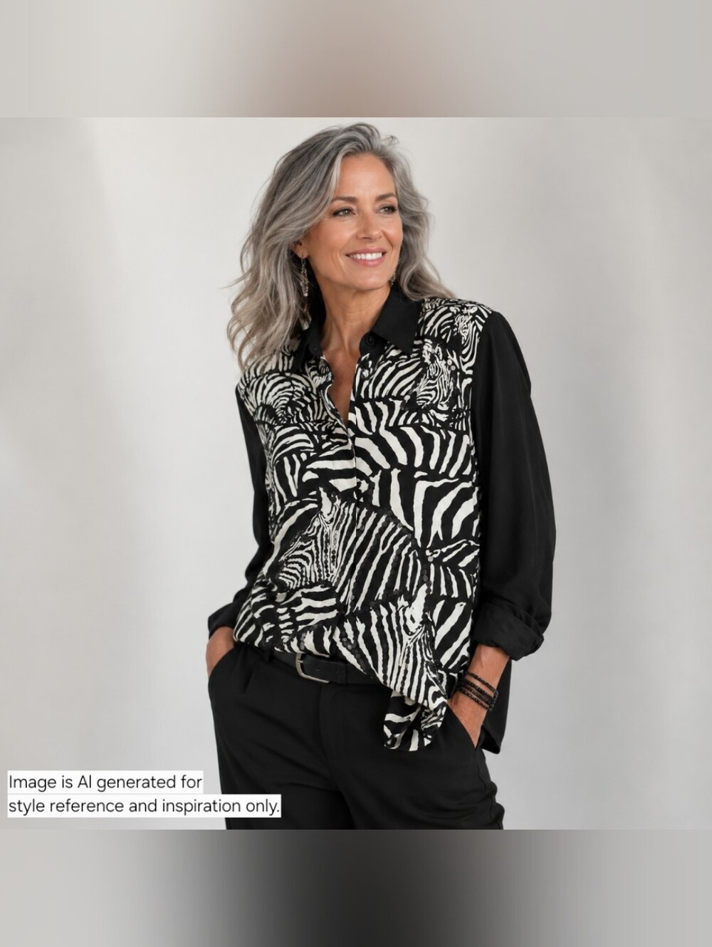 Diane Gilman 100% Silk Zebra Print Sequin Blouse Button Front NWT Size S